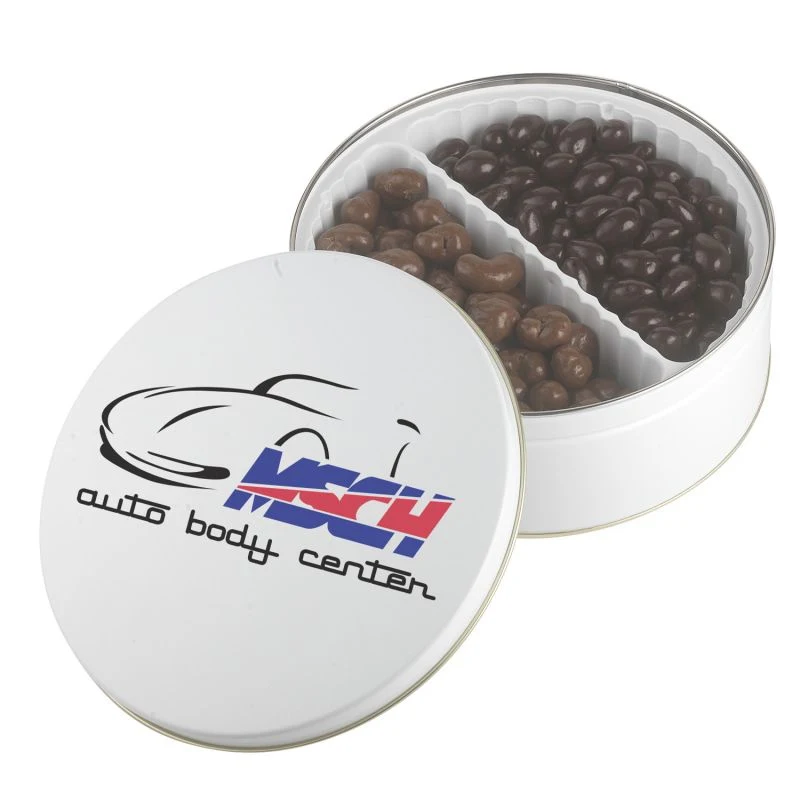 Warm Wishes Tins - Dark Choc Almonds & Milk Choc Cashews 1