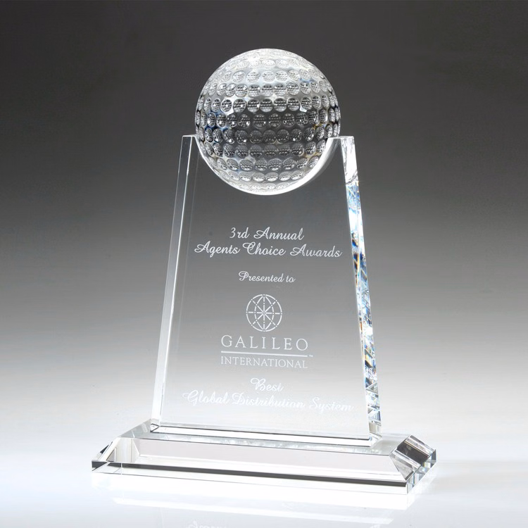 8" Crystal Award-Paramount Golf Trophy