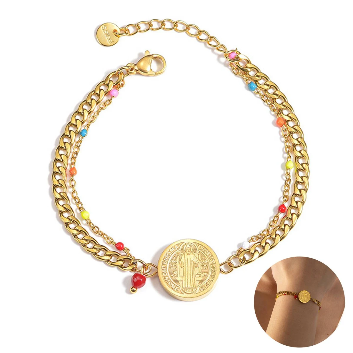 Stainless Steel Handmade Portrait Pendant Bracelet 1