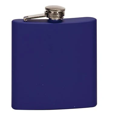 6oz Stainless Steel Flask - Matte Blue, custom water bottle with logo imprint 1
