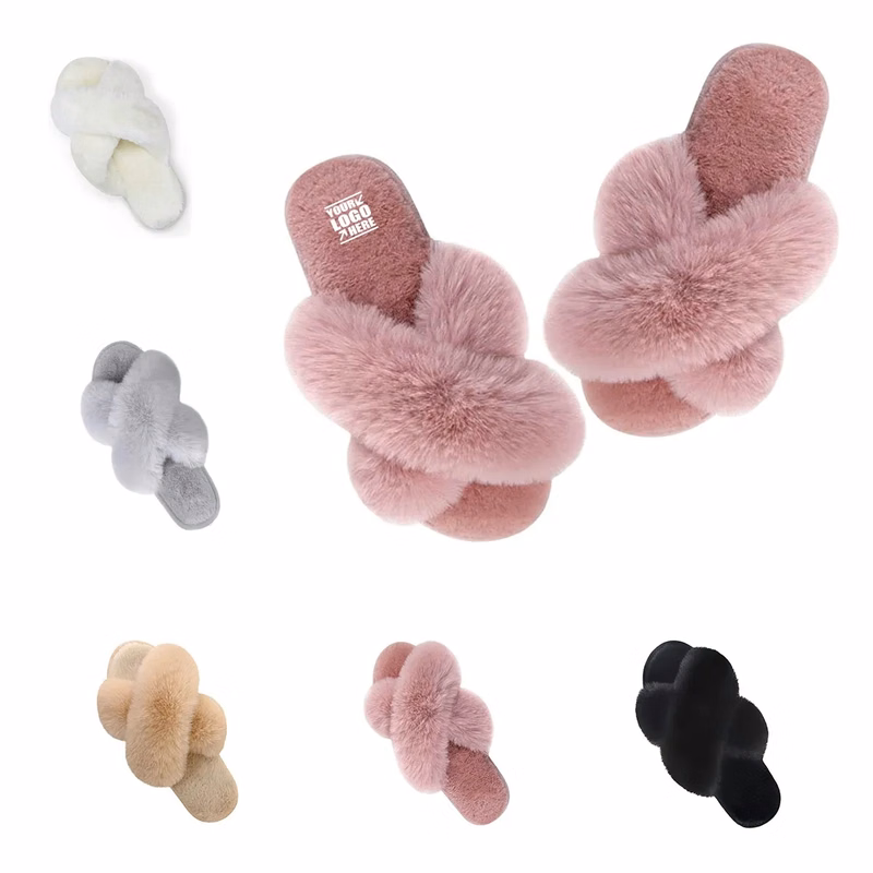 Winter Soft Slippers Plush Cozy Open Toe House Shoes