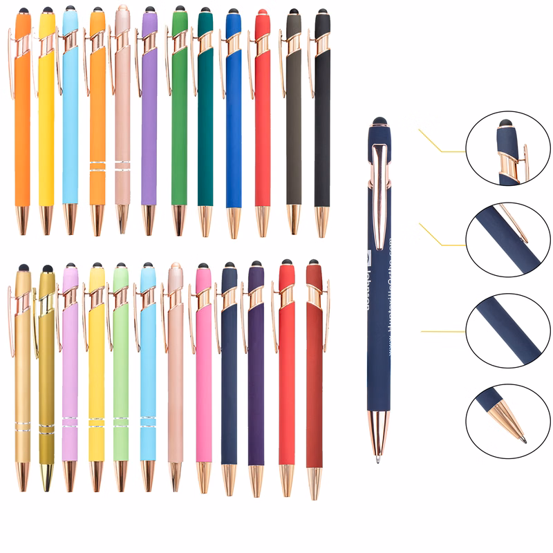 Rose Gold Soft Tactile Aluminum Pen w/ Stylus