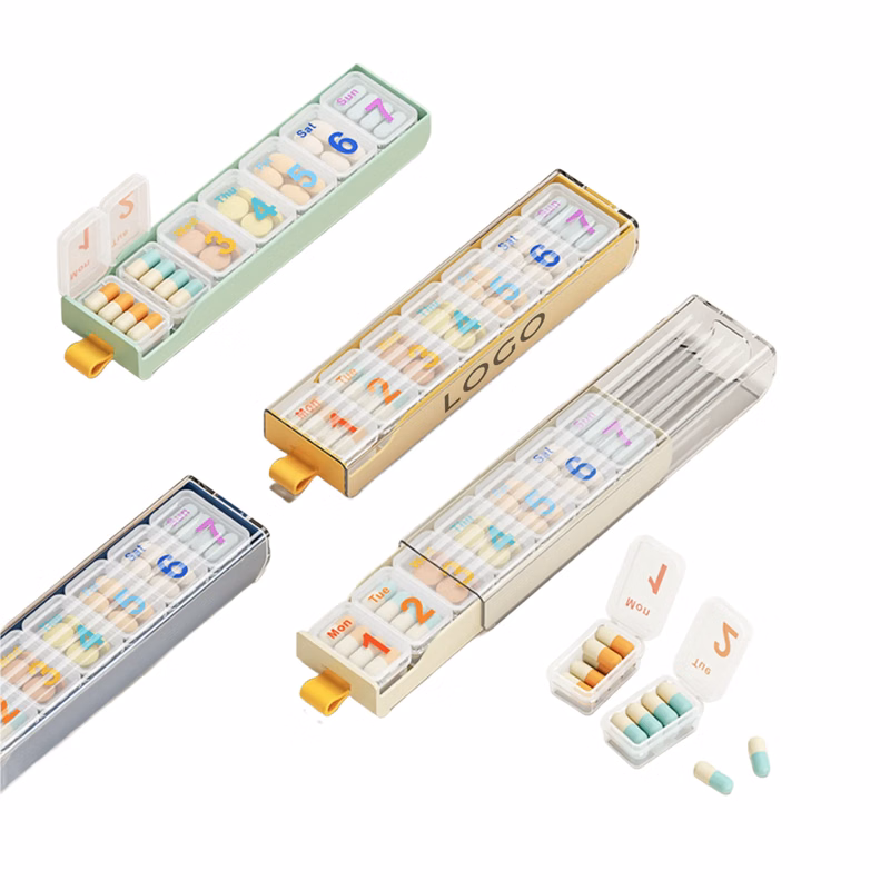 MOQ 10 PCS 7 compartment medicine dispensing box