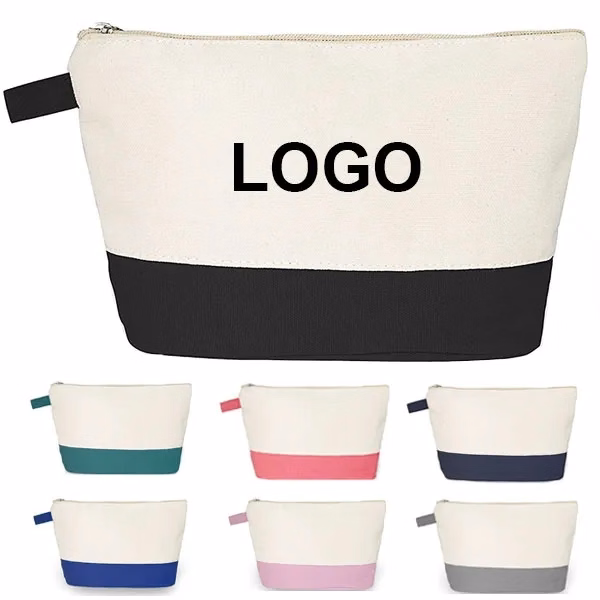 Cotton Canvas Two-Tone Cosmetic Bag