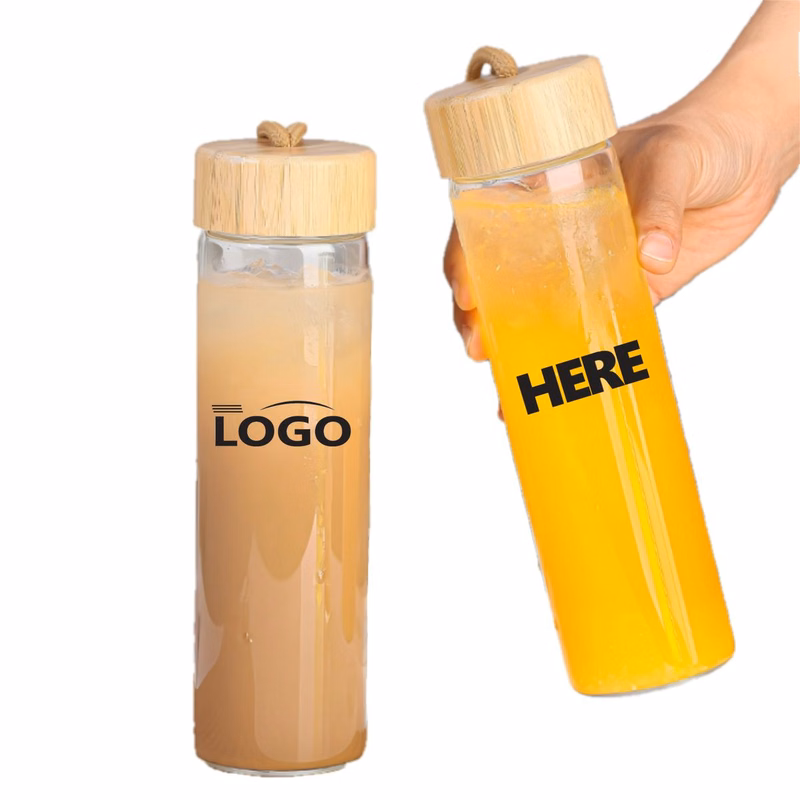 Eco-Friendly 18 oz. Sleek Glass Hydration Flask with Carrying Cord