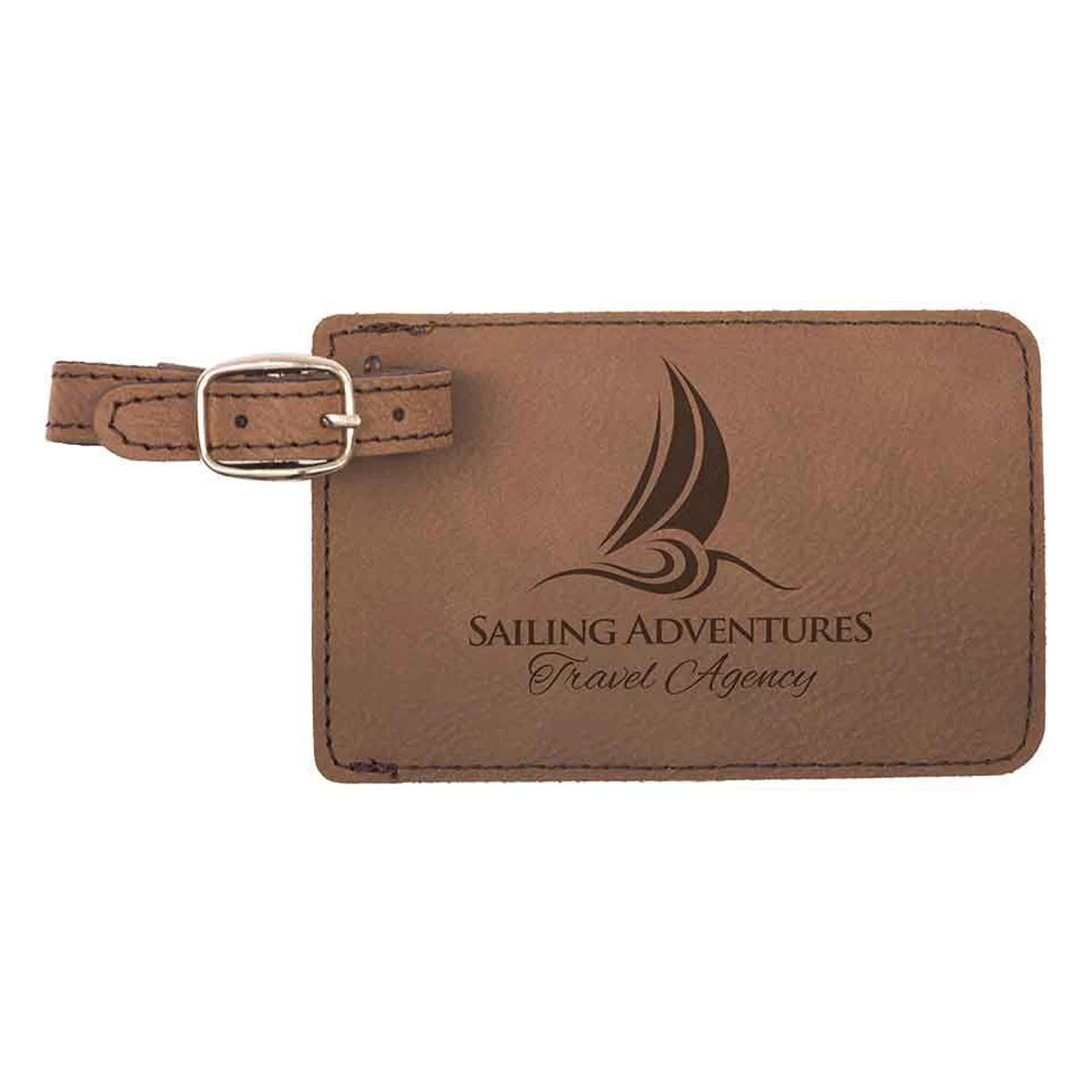 Dark Brown Leatherette Luggage Tag 1