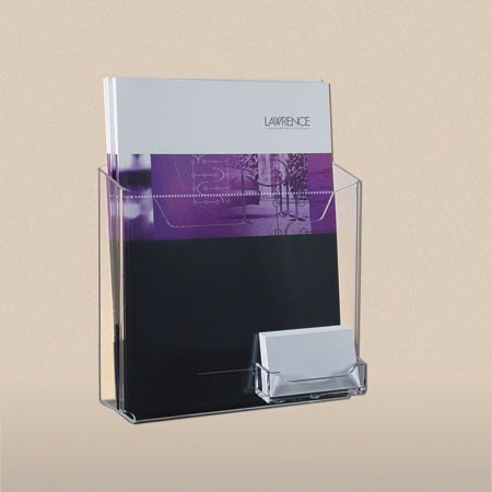 Single Pocket Brochure Holder for 8-1/2w x 8h x 2d- Black Acrylic