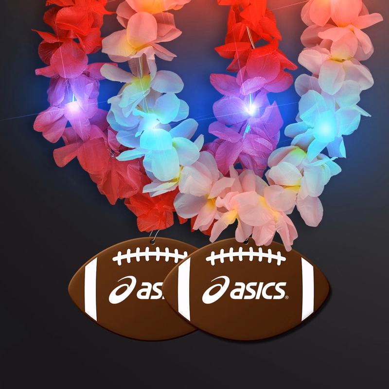 Light Up Hawaiian Leis with Custom Football Medallion