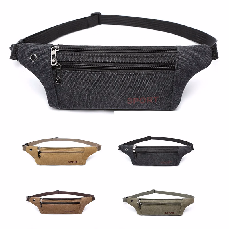 Canvas 3-Zipper Fanny Pack