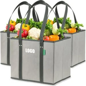 Heavy Duty Reusable Shopping Bags With Box Shape to Stand Up 1