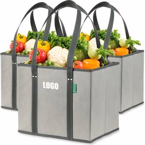 Heavy Duty Reusable Shopping Bags With Box Shape to Stand Up