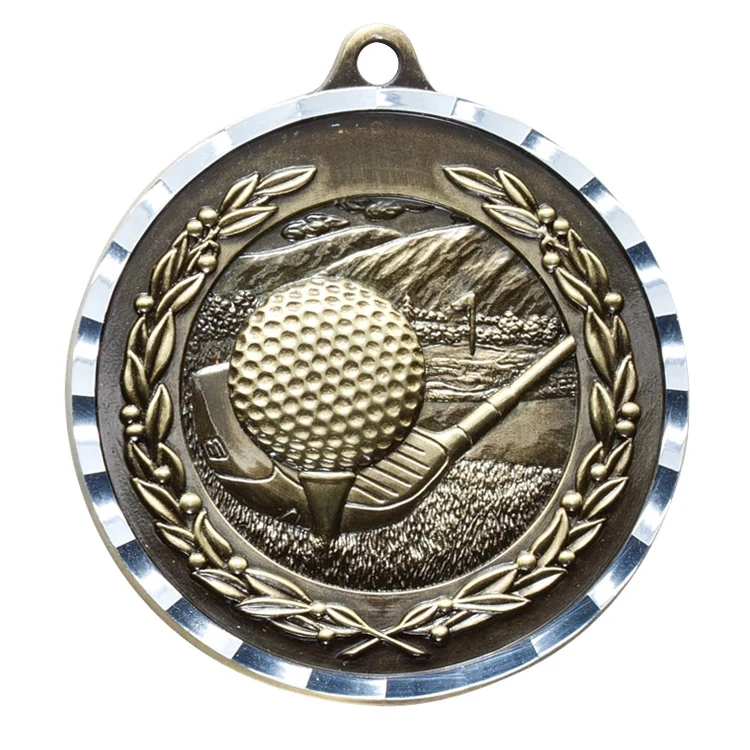 2" Golf Diamond Cut Medal 1