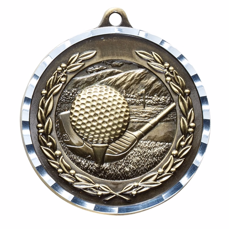 2" Golf Diamond Cut Medal