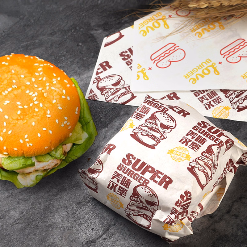 Customized Food Hamburger Wrapper Paper Basket Liners Wrapping Tissue