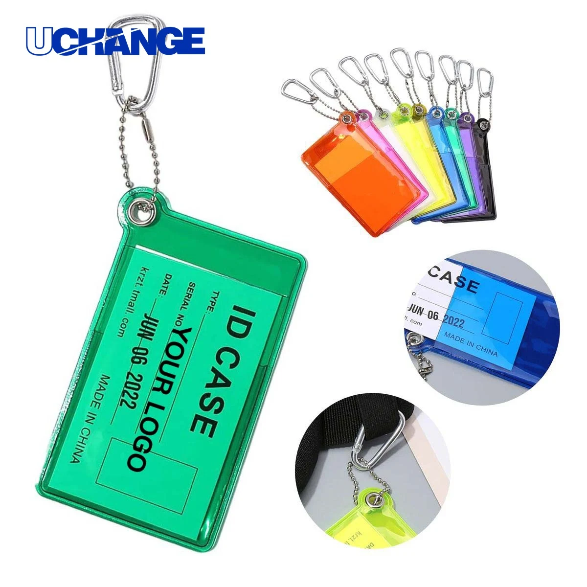 PVC ID Holder Sleeve Water Resistant with Carabiner 1