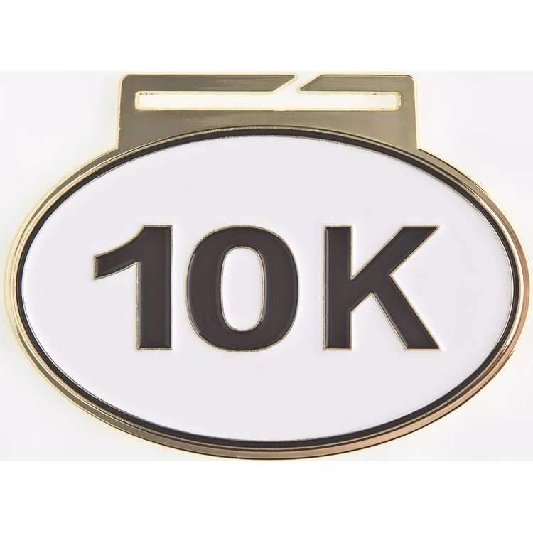 10K Large Oval Running Medal with Ribbon