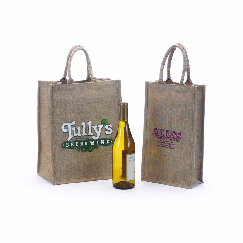 Screen Printed Jute Wine Bag
