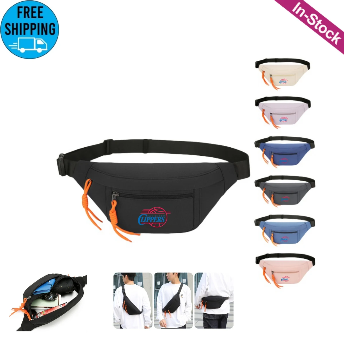 Large Crossbody Fanny Pack with 3 Zipper Pockets 1