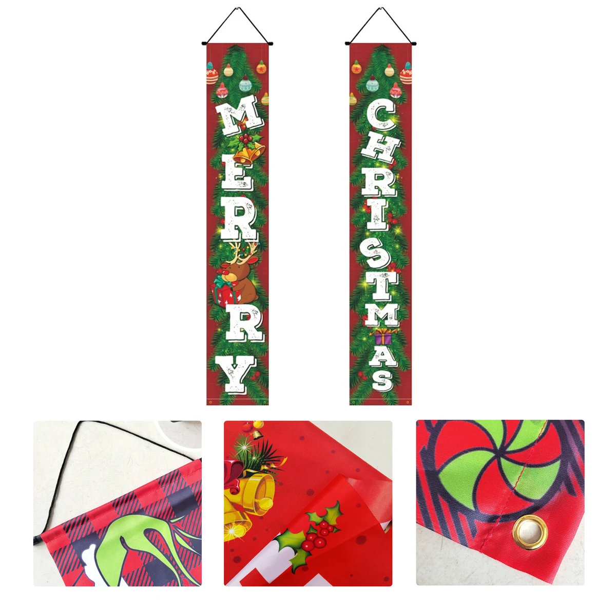 MOQ 50 Christmas Door Banner Red Plaid Decoration Holiday 1