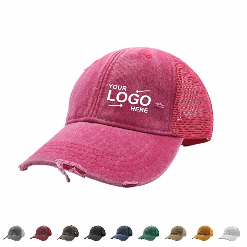 Distressed Trucker Cotton Mesh Cap