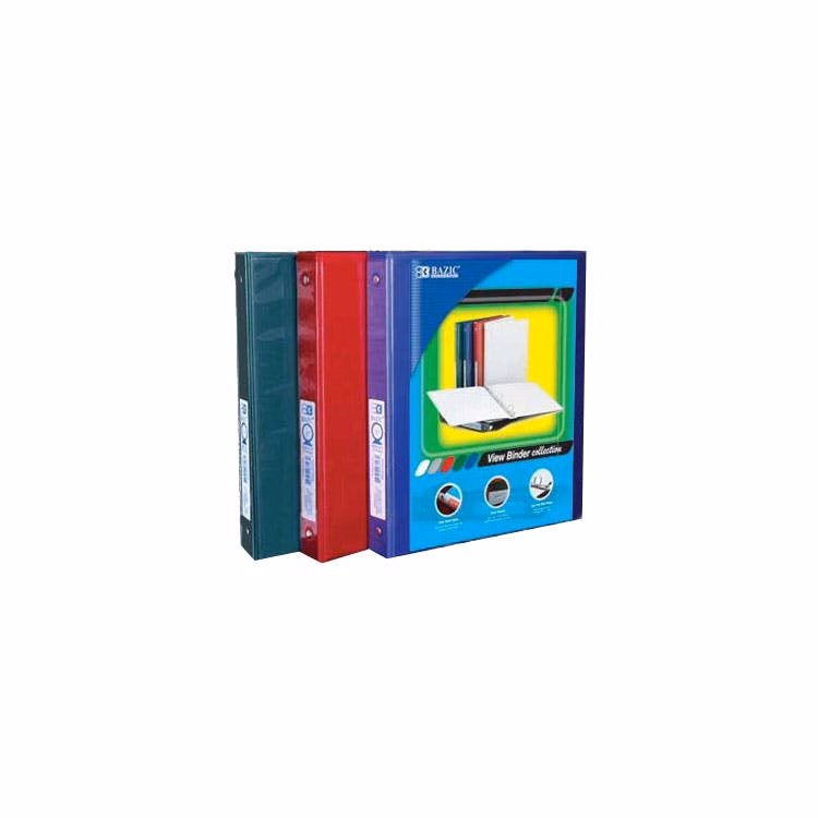 1" 3-Ring View Binders - 3 Colors 2 Pockets PVC