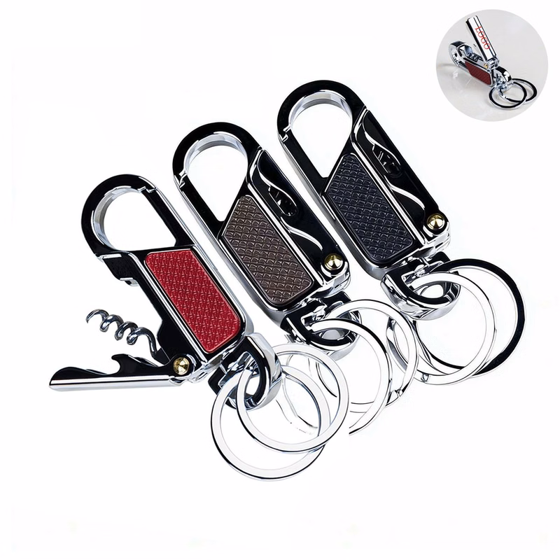 Metal Keychain with Beer Wine Bottle Opener