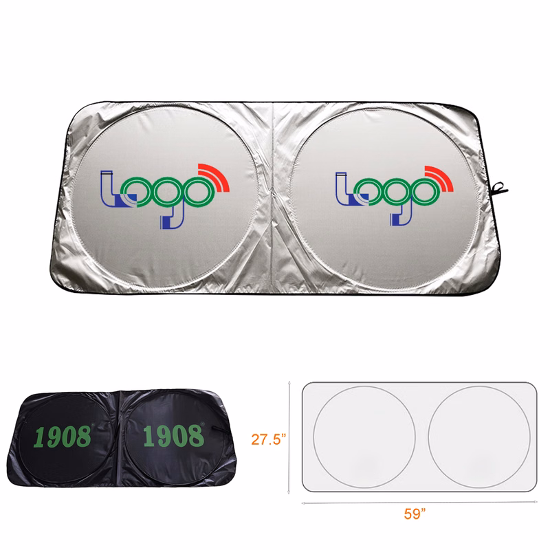 Silver Reflective Car Windshield Sunshade with Matching Pouch