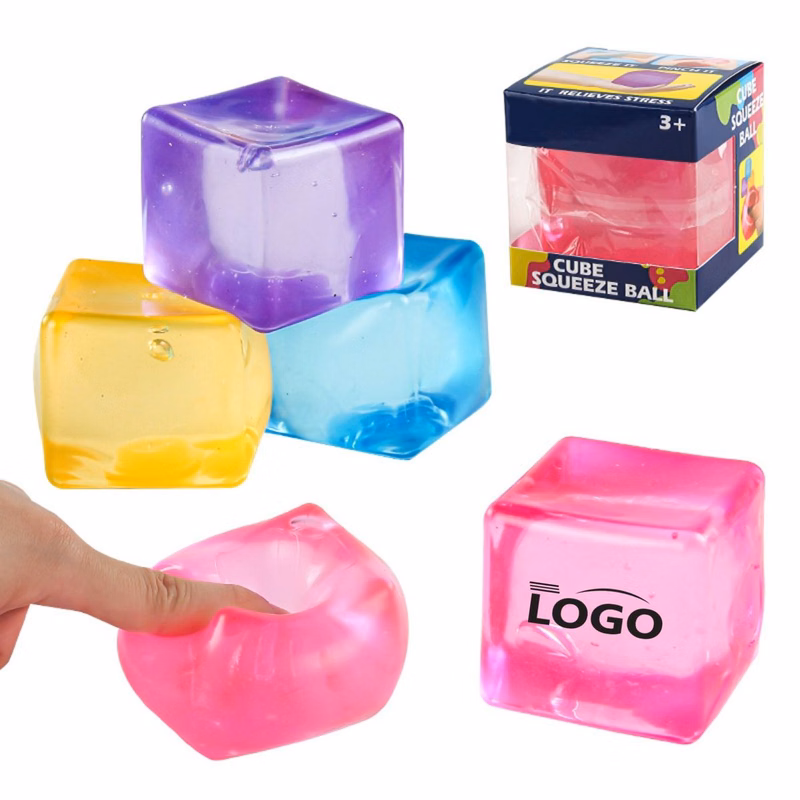 MOQ20 2" Gel Ice Cube Stress Toy Squeeze Fidget