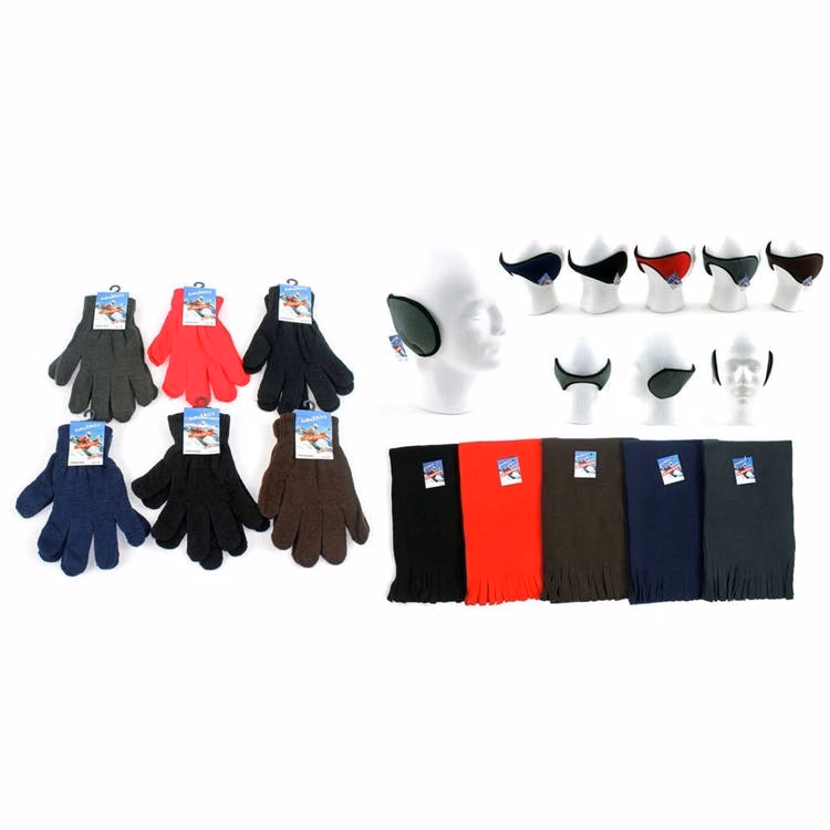 Adult Gloves Ear Wraps & Fleece Scarves - Solid Colors