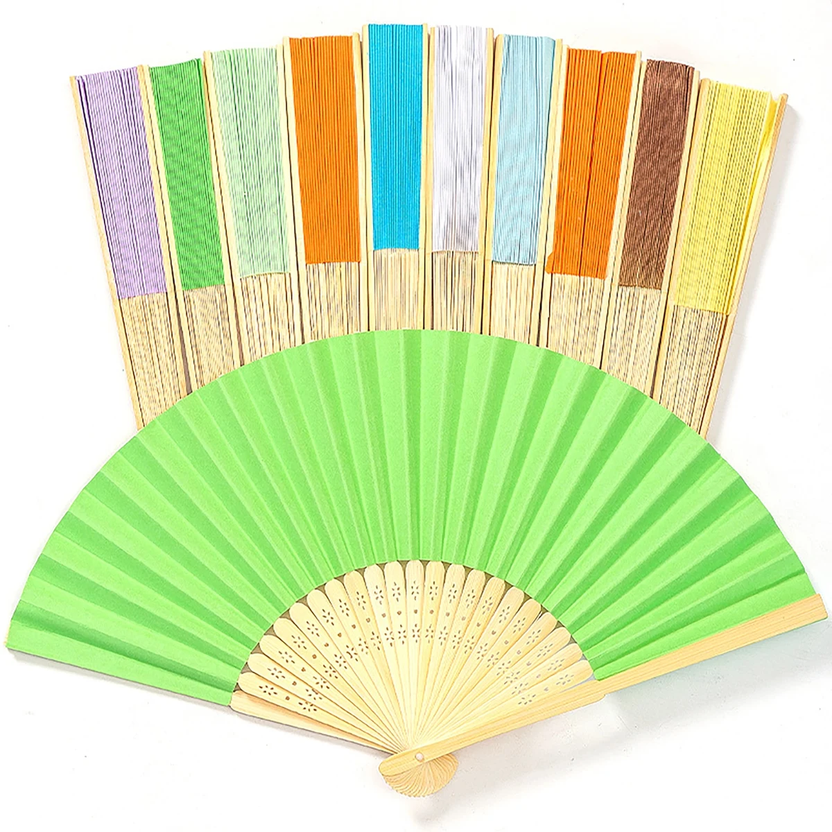 Sublimation Printed Folding Bamboo Handle 8-Inch Paper Fans 1