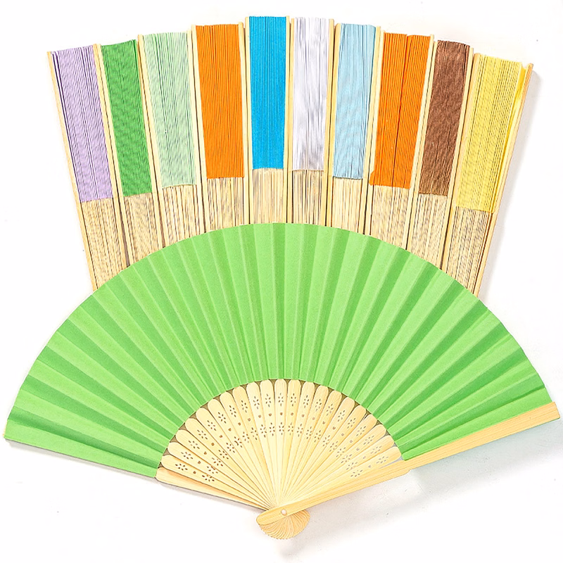Sublimation Printed Folding Bamboo Handle 8-Inch Paper Fans