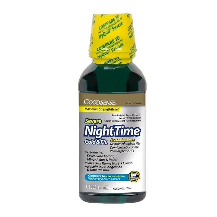Night Time Severe Cold & Flu Medicine - Max Strength 12 oz 1