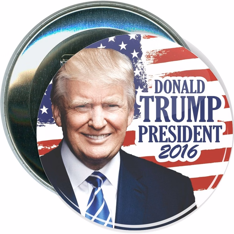 Trump, Donald Trump President Flag , Political Button