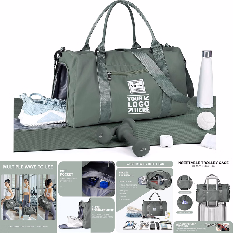 Women Men Swimming Yoga Travel Duffel Sport Gym Tote Bag With Shoes Compartment Wet Pocket