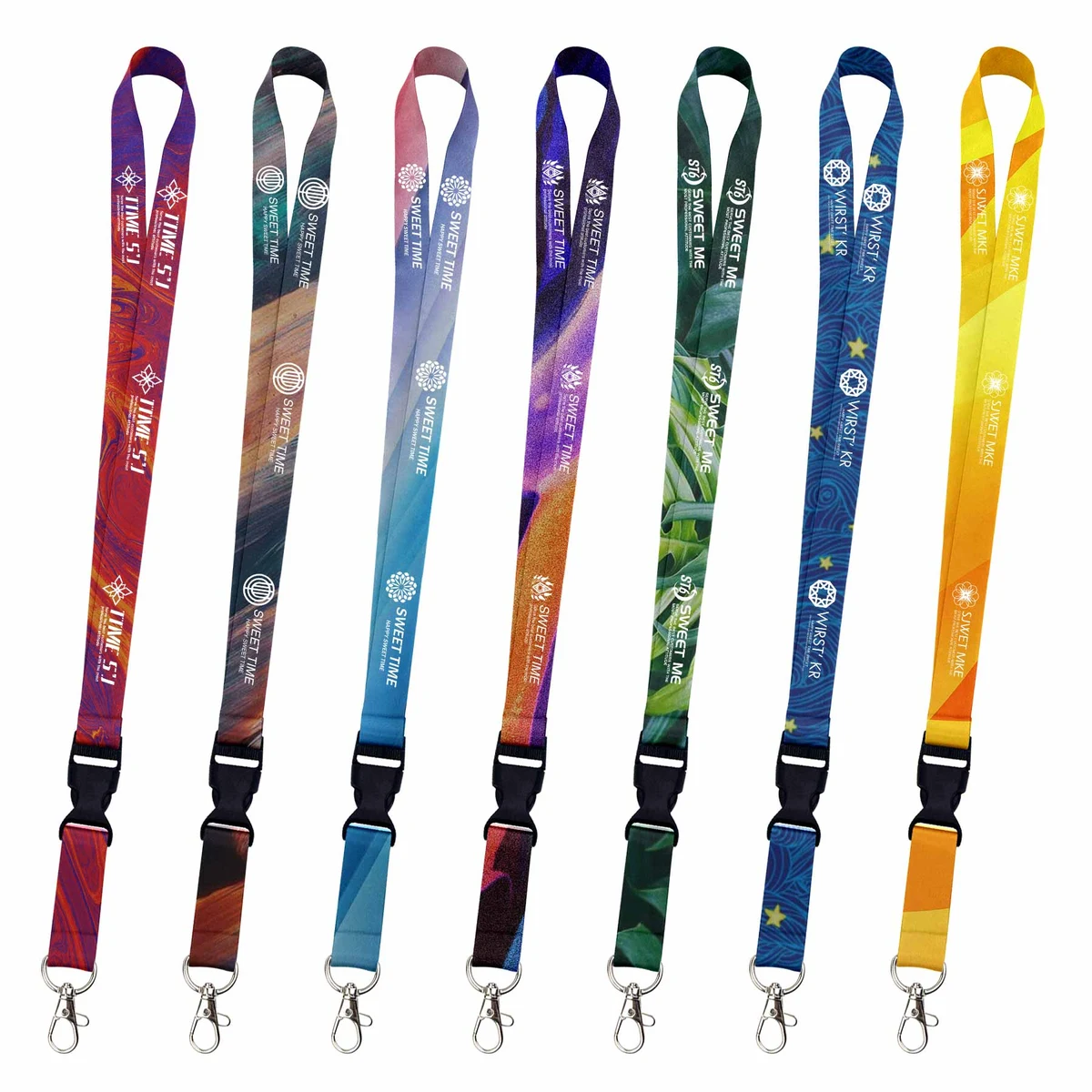 Full Color Dye Sublimated Lanyard w/ Lobster Hook and Plastic Buckle 1