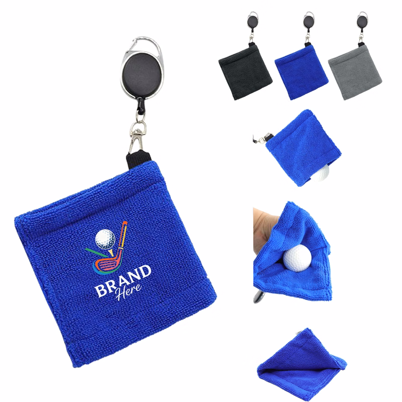 Golf Cleaning Towel With Retractable Clip