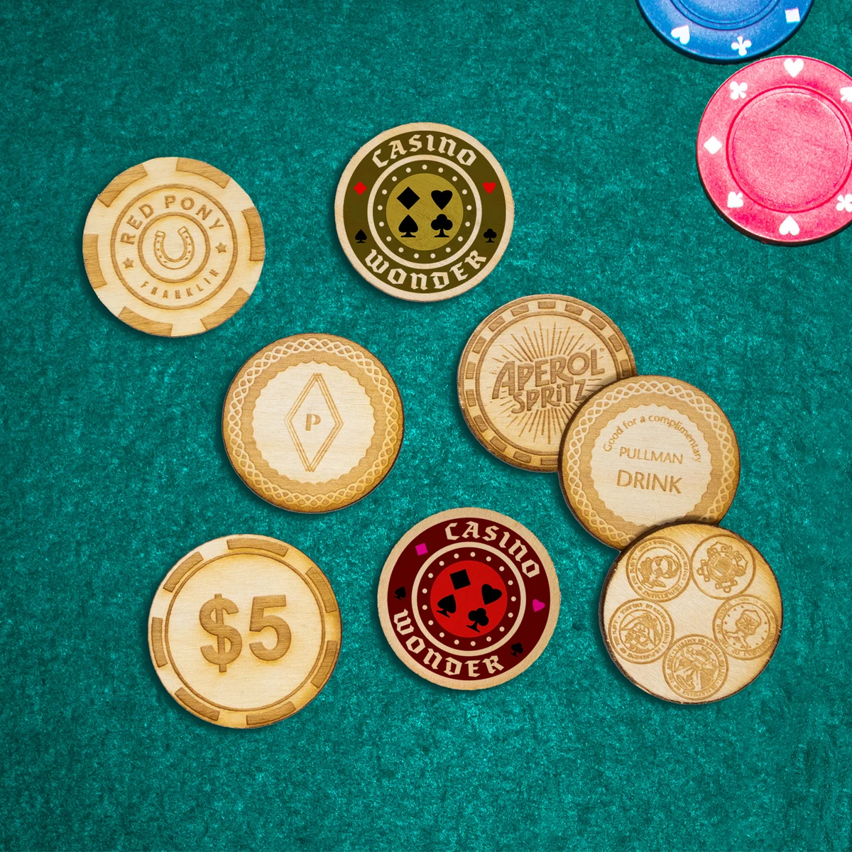 Wood Poker Chip: 1 Side Imprint 1