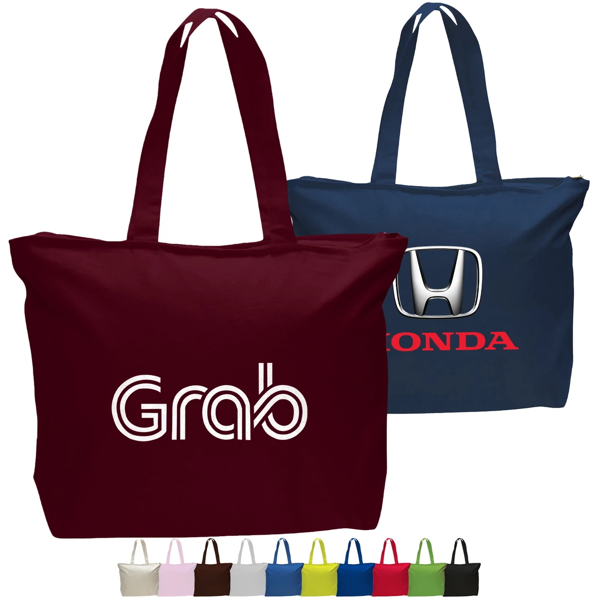 12 oz. Canvas Tote Bag w/ Gusset & Zipper Closure Pocket Bag (20" X15"x5") 1