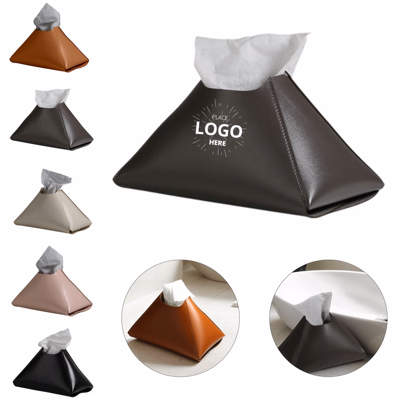 Triangle PU Leather Tissue Holder Sleeve