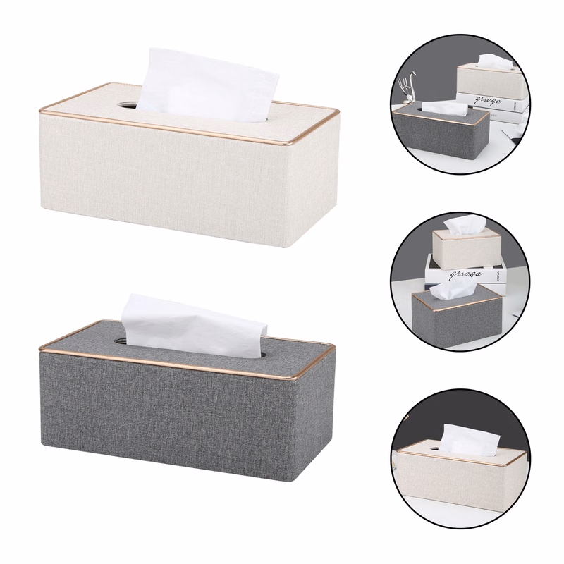 Modern PU Leather Tissue Box Napkin Organizer