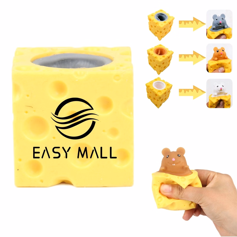 Mouse In Cheese Cup Squishy Balls Sensory Fidget Toys