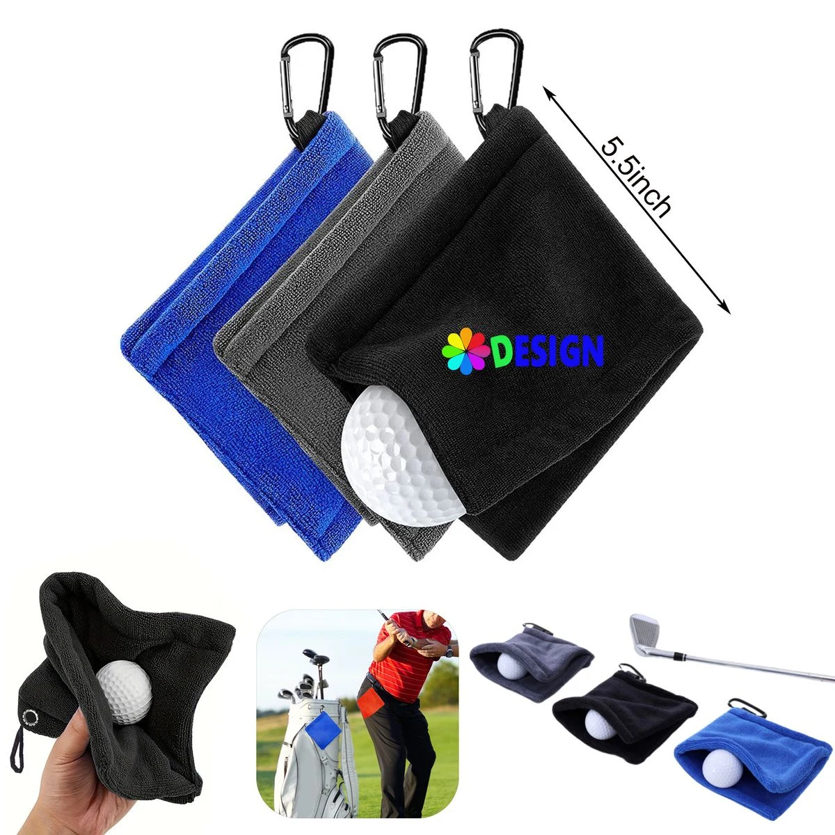 Golf Towel Absorbent Dual Layer With Belt Clip 1
