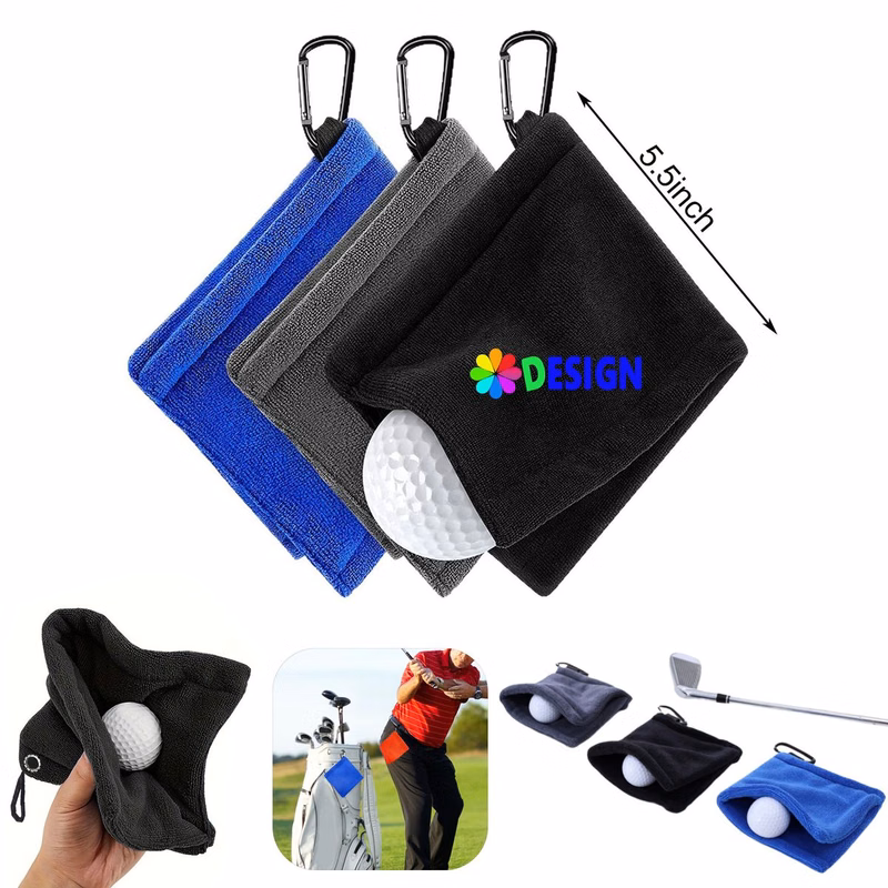Golf Towel Absorbent Dual Layer With Belt Clip