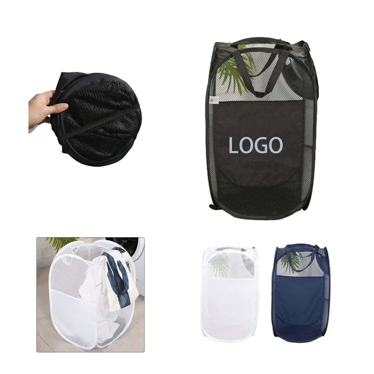 Mesh Portable Clothes Storage Basket 1