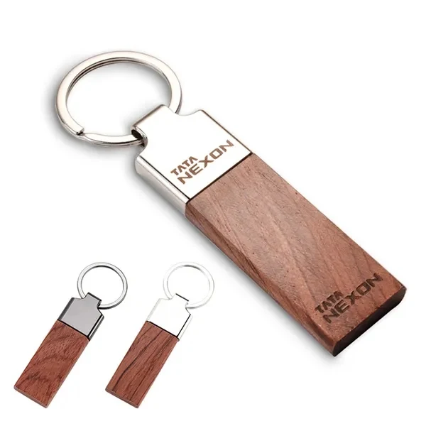 Engraved Belmont Wood Key Chain 1