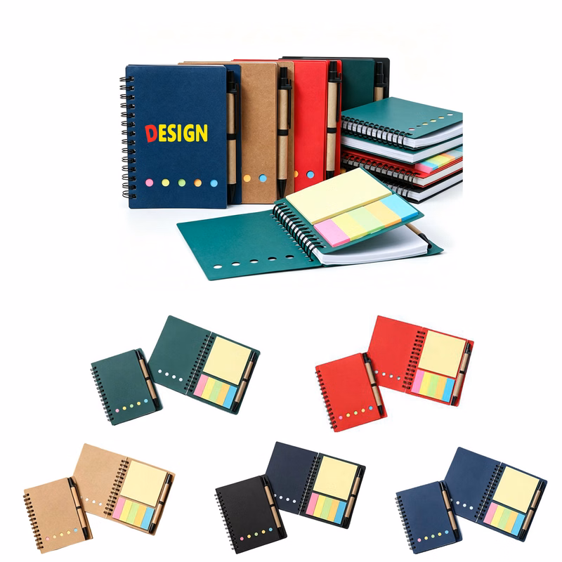 Kraft Cover Notebook Set With Pen And Sticky Notes