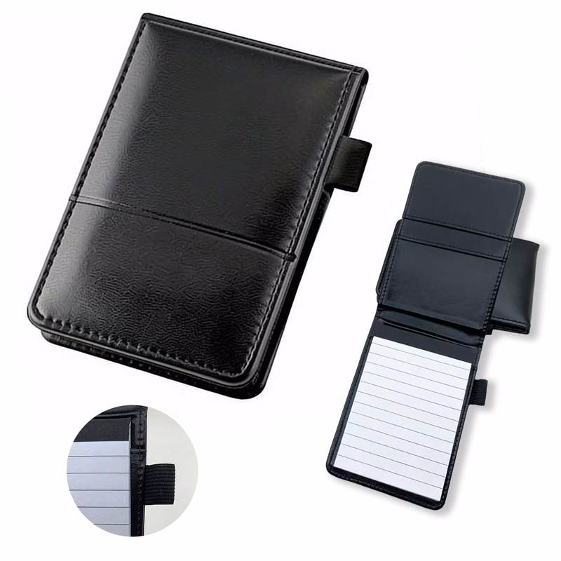 A6 PU Leather Sticky Notebook w/ Pen Holder