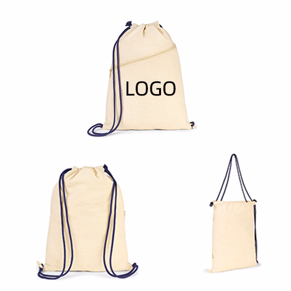 Canvas Drawstring Bag W/ Zipper