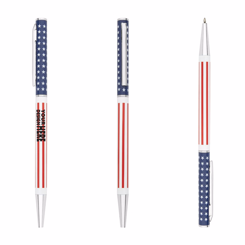 Custom Metal Pen With Printed Flag Design
