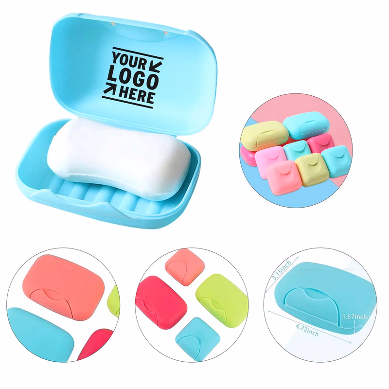 Home Bathroom Outdoor Candy Color Portable Travel Plastic Soap Box with Lid